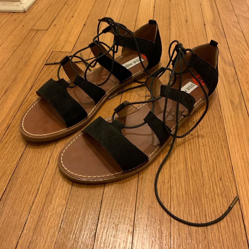Steve Madden Black Lace-up/Gladiator Sandals